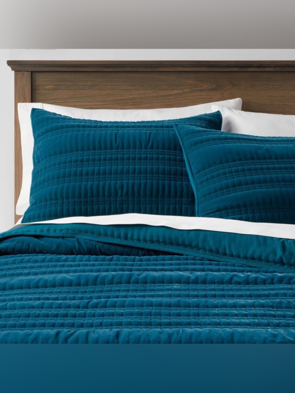 Threshold Teal Quilted Velvet Pillow Shams and Comforter Set